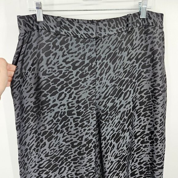 Equipment Animal Print Flare Pants In Black Women's 12 Silk Relaxed Boho Party - Picture 3 of 9